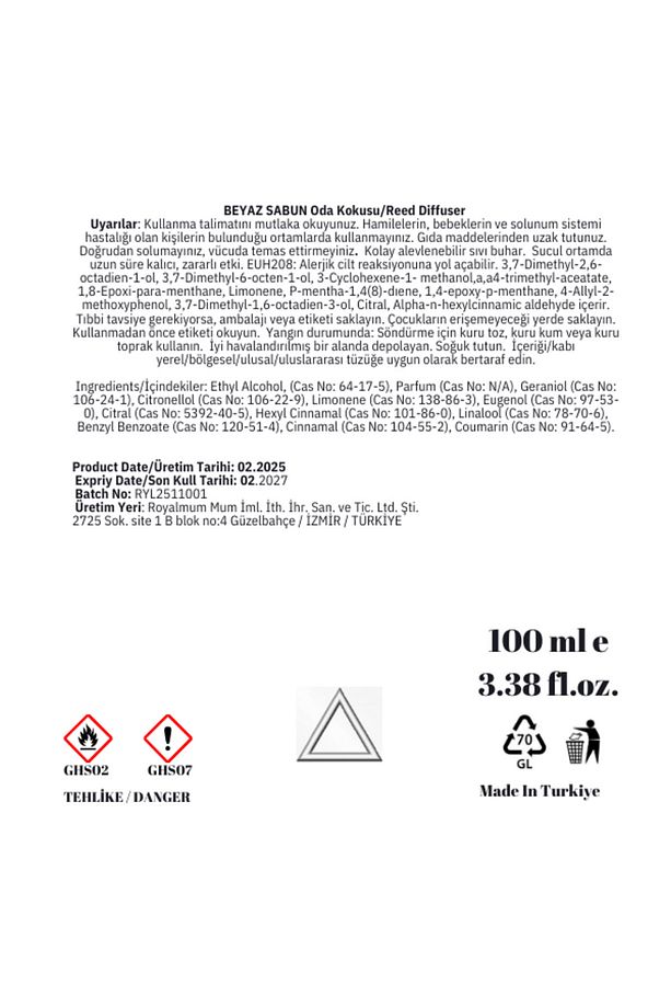Beyaz Sabun - White Soap - 100 ml Çubuklu Oda Ve Ortam Kokusu - 3