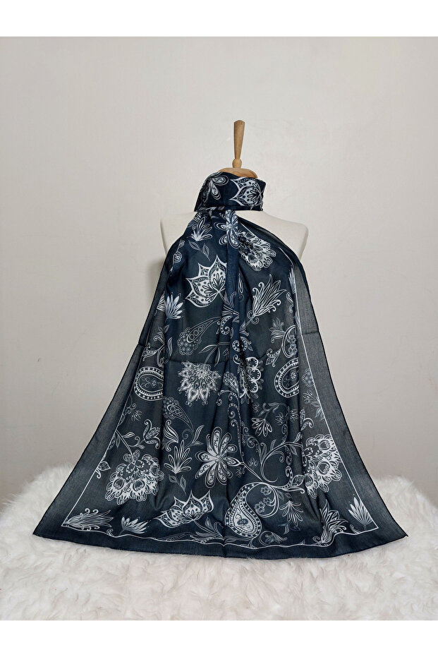 شال قطن ناعم منقوش - 1