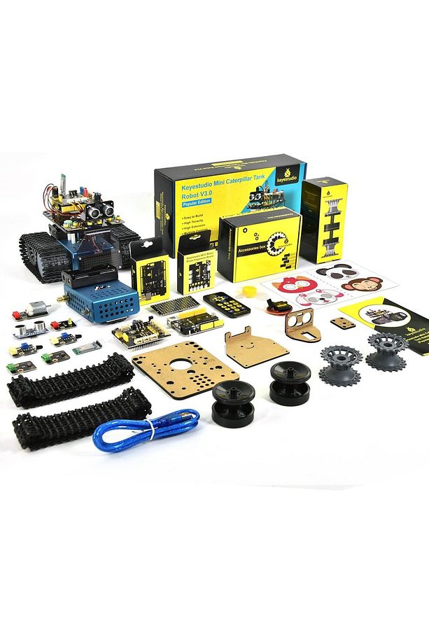 Arduino Uyumlu Robot Tank Kiti, Scratch/Arduino ile Programlanabilir STEM Robotu, DIY Eğitim Seti" - 2