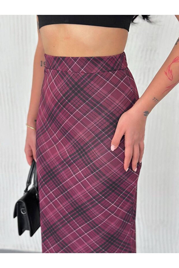 Plaid Patterned Tulle Skirt - 4