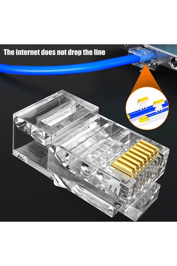 10 Adet Yeni Nesil Konnektör Delikli Ez Rj45 Cat5/cat6 8p8c Utp Ağ Için Jack Delikli Açık Uçlu Jak - 8