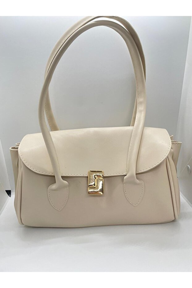 Women's Shoulder Bag Lined Drawstring Cream