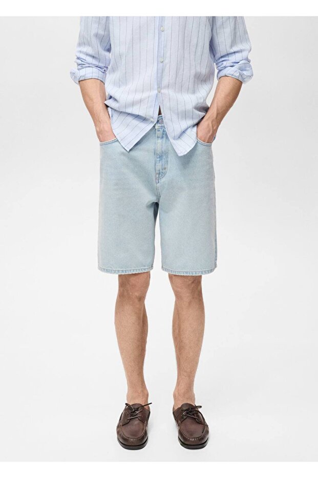 Oversize denim bermuda şort - 1