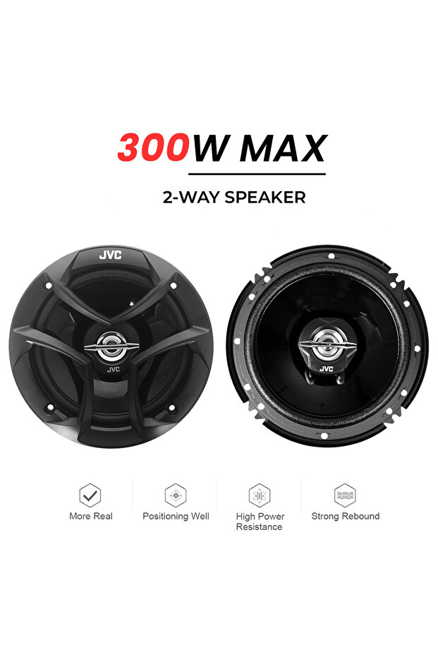 JVC CS-J620 16cm 2-Way Car Coaxial Speakers 300W Peak Power 30W RMS Pair - Mica Cone, 4Ω - 5