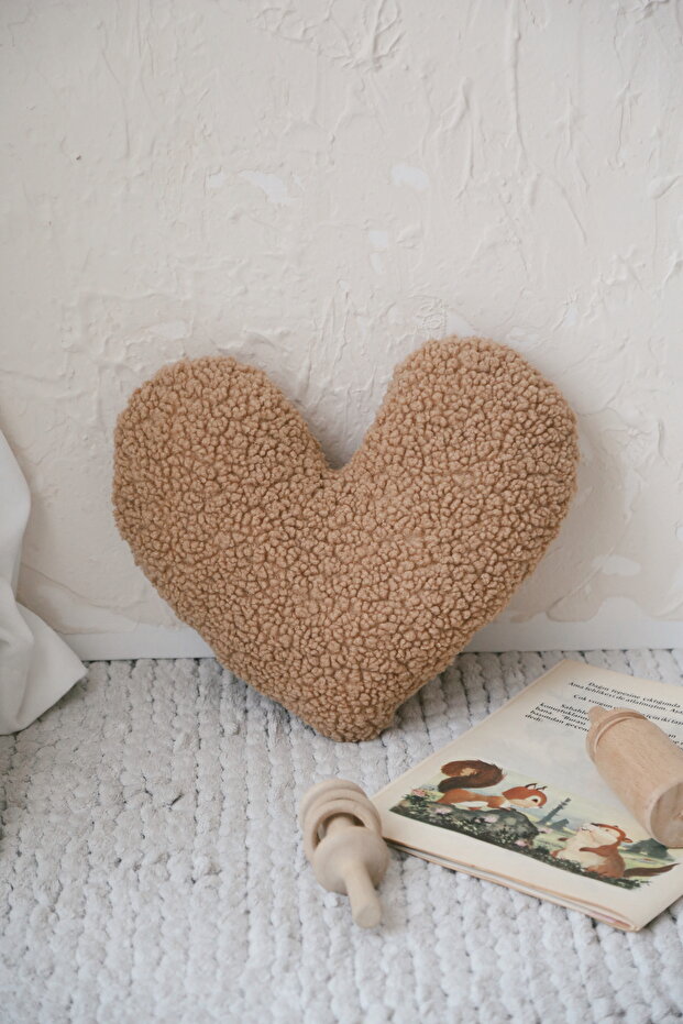 Teddy Brown Heart Pillow