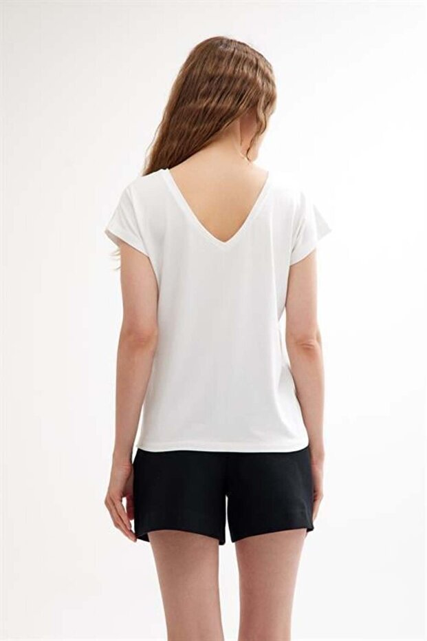 2 Pcs Front and Back V-Neck Basic Cotton T-Shirt - 5