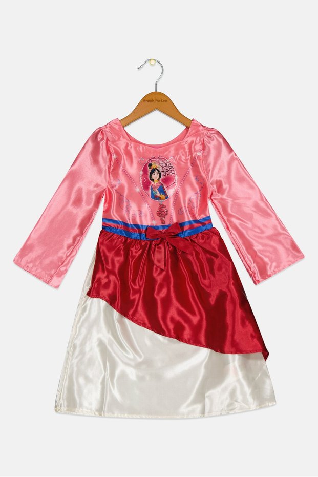 Toddlers Girl Graphic Print Fairy Tale Mulan Costume, Pink