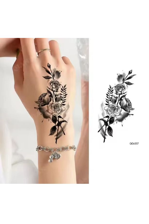 Gerçek Dövme Görünümlü Gül Modelli 3 Boyutlu Tattoo - 3