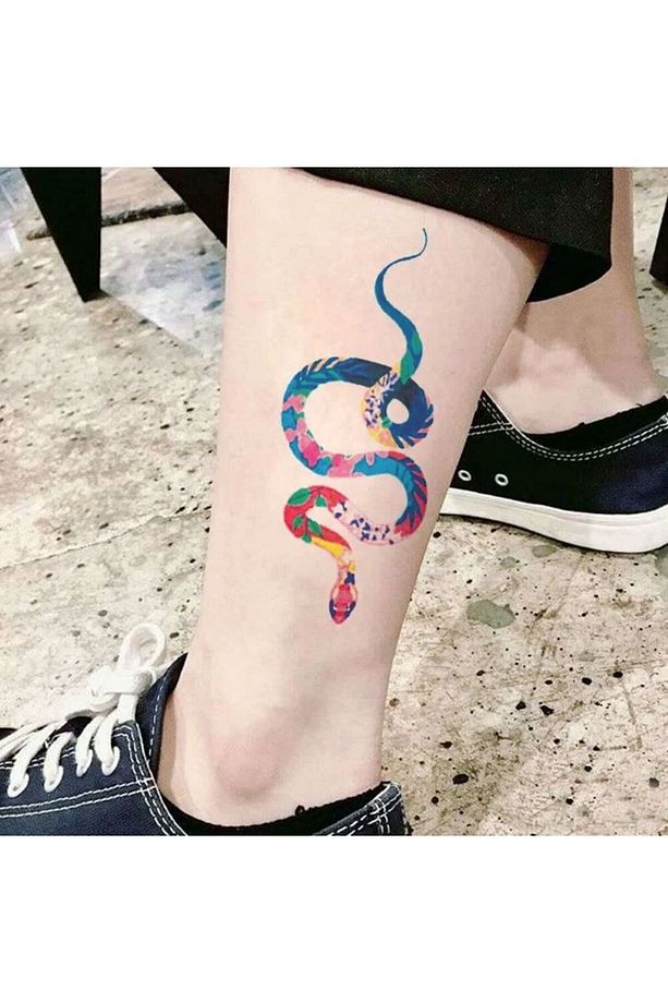 Gerçek Dövme Görünümlü Yılan Modelli 3 Boyutlu Tattoo - 4