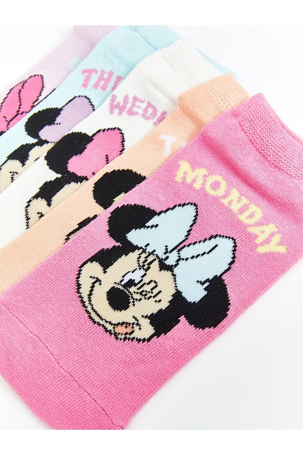 Minnie Mouse Desenli Kız Çocuk Patik Çorap 5'li - 4