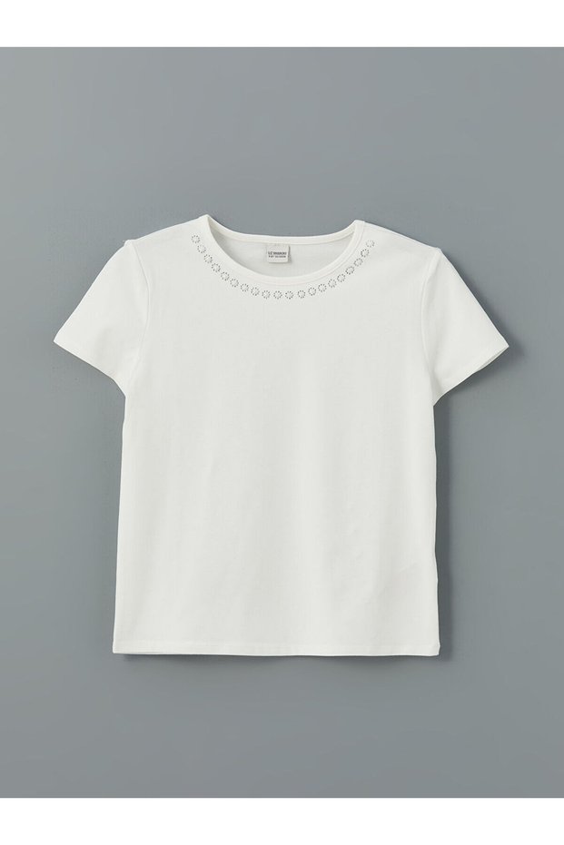 Lcw Kids Crew Neck Rhinestone Girls' T-Shirt