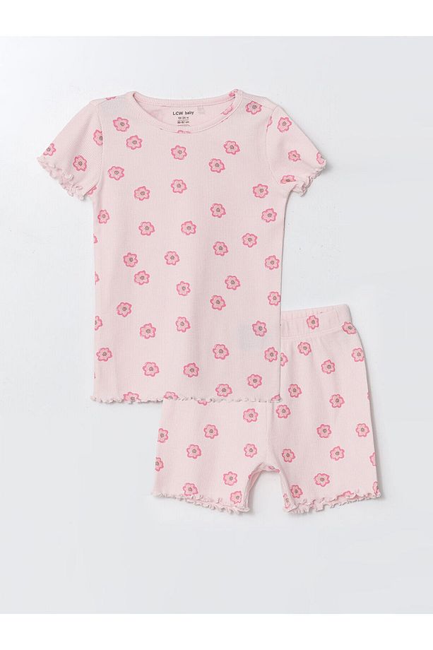 Bisiklet Yaka Kız Bebek Şortlu Pijama Takımı - 3