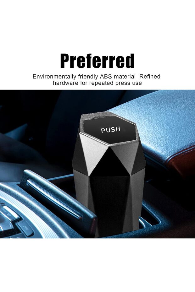 Portable Car Auto Trash Can, With Push-Lid Design, Waterproof, Durable, Bin, for Vehicle Tidy - 6