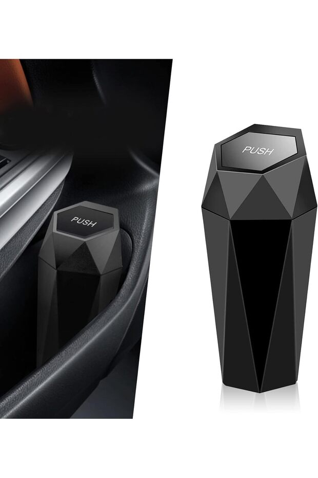 Portable Car Auto Trash Can, With Push-Lid Design, Waterproof, Durable, Bin, for Vehicle Tidy - 7