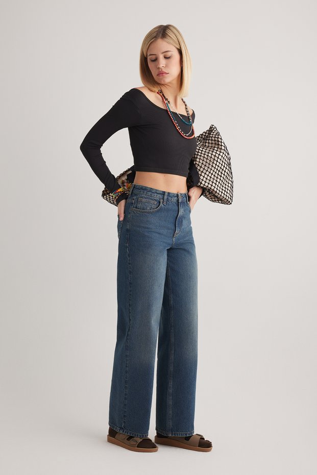 Debra 348 Normal Waist Tint Blue Baggy Jeans Woman