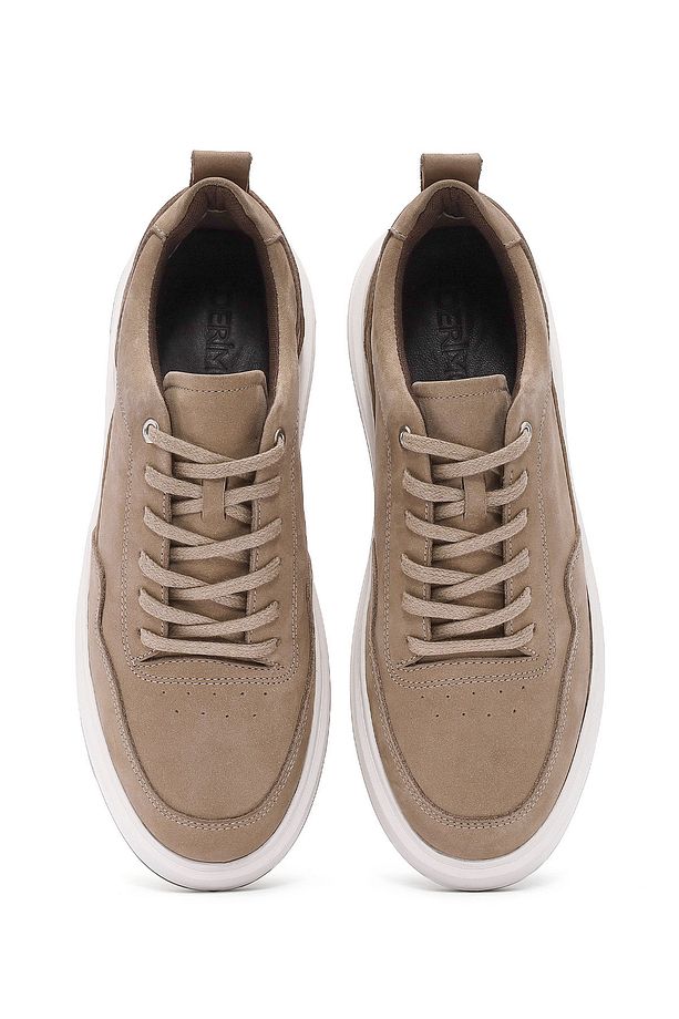 Erkek Vizon Bağcıklı Nubuk Deri Sneaker 25SFD6606V3 - 7
