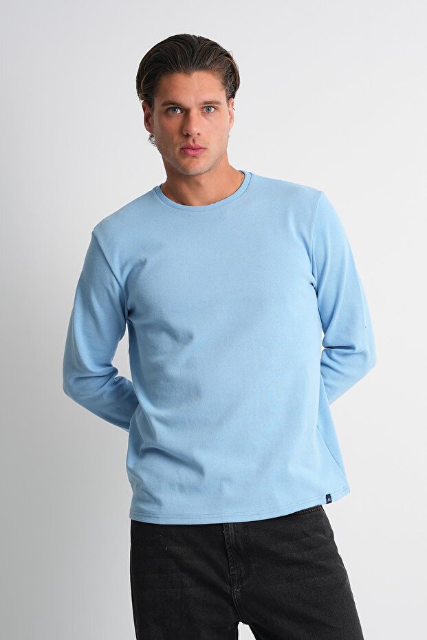 Long Sleeve Crew Neck Basic Sweatshirt - 1