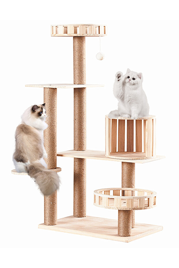 Solid Wood Cat Tree Cat Tower Cat Climbing Frame - 1