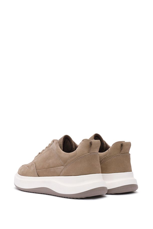 Erkek Vizon Bağcıklı Nubuk Deri Sneaker 25SFD6606V3 - 5