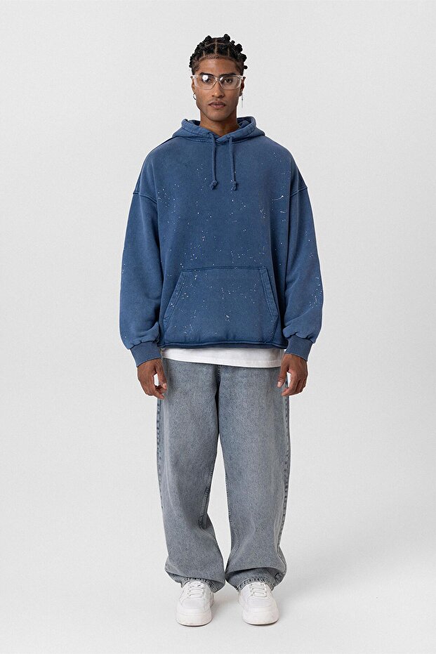 Premium washable Hooded Oversized sweatshirt dark indigo