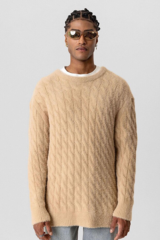 Oversize Triko Kazak Bej - 3