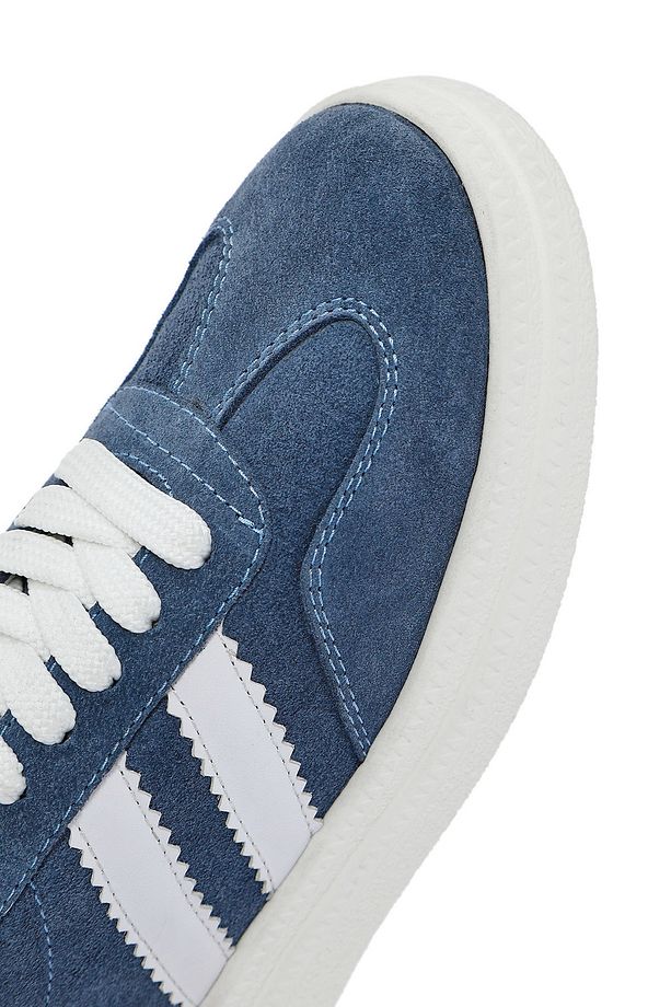 Kadın Mavi Bağcıklı Kalın Tabanlı Süet Deri Sneaker 25SFD511010 - 8