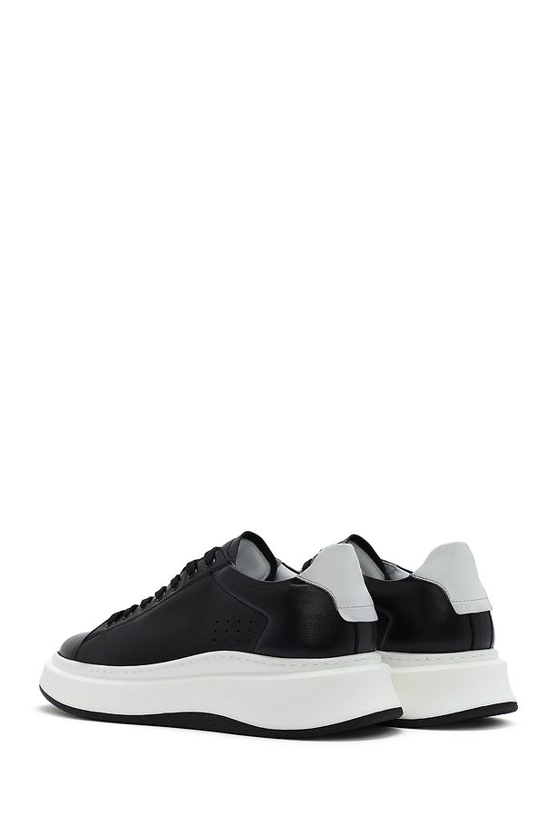 Erkek Siyah Bağcıklı Kalın Tabanlı Deri Sneaker 25SFD610918 - 5