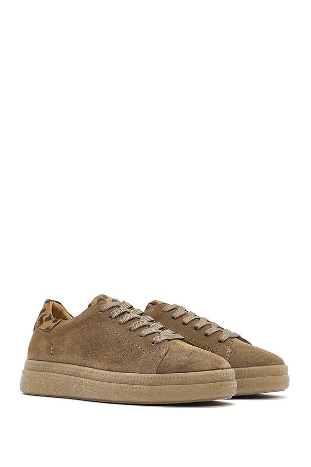 Kadın Taba Bağcıklı Süet Deri Sneaker 25SFD510710 - 3