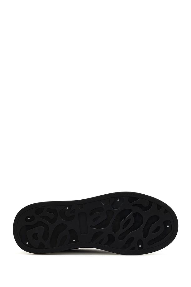 Erkek Siyah Bağcıklı Kalın Tabanlı Deri Sneaker 25SFD610918 - 4