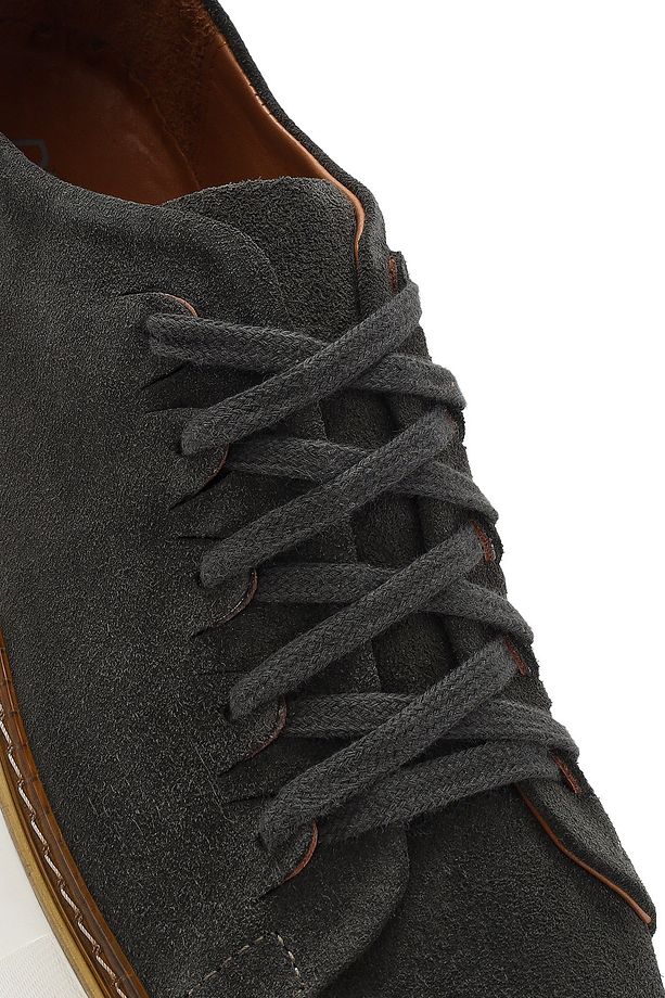 Erkek Yeşil Bağcıklı Kalın Tabanlı Süet Deri Sneaker 25SFD632010 - 8