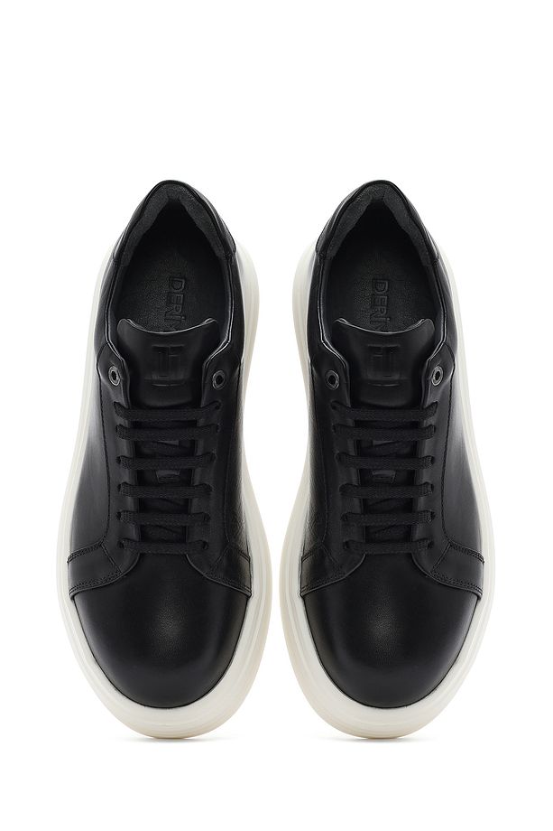 Erkek Siyah Kalın Tabanlı Bağcıklı Deri Sneaker 25SFD654118 - 7