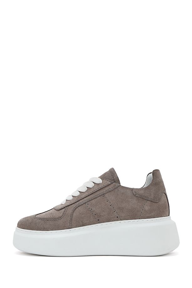 Kadın Vizon Bağcıklı Kalın Tabanlı Süet Deri Sneaker 25SFD510910 - 2
