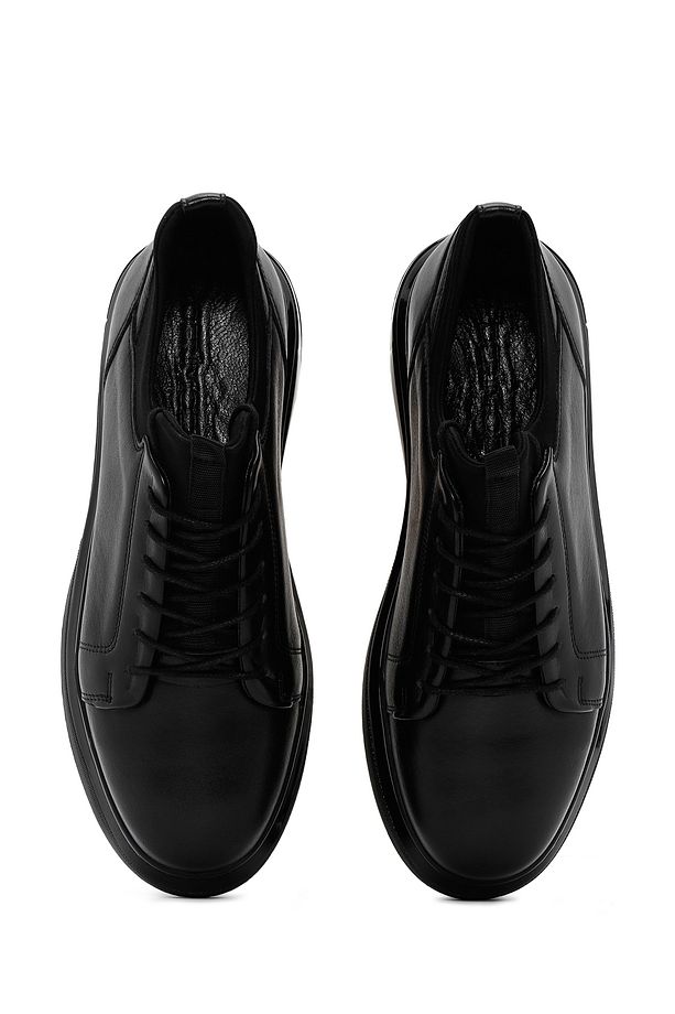 Erkek Siyah Kalın Tabanlı Bağcıklı Deri Sneaker 25SFD674518 - 6