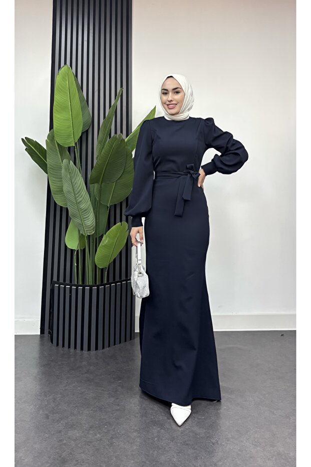 Balık model dabıl krep tesettür abiye - 4