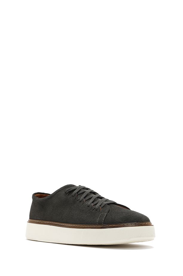 Erkek Yeşil Bağcıklı Kalın Tabanlı Süet Deri Sneaker 25SFD632010 - 6