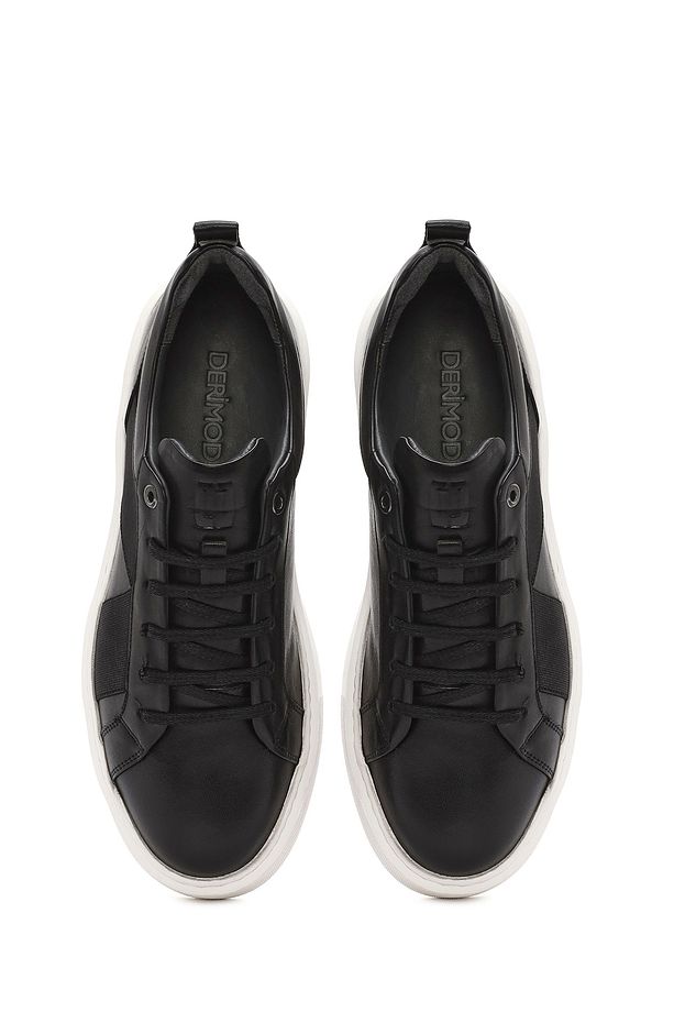 Erkek Siyah Bağcıklı Kalın Tabanlı Deri Sneaker 25SFD654318 - 7
