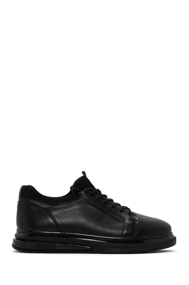 Erkek Siyah Kalın Tabanlı Bağcıklı Deri Sneaker 25SFD674518 - 1