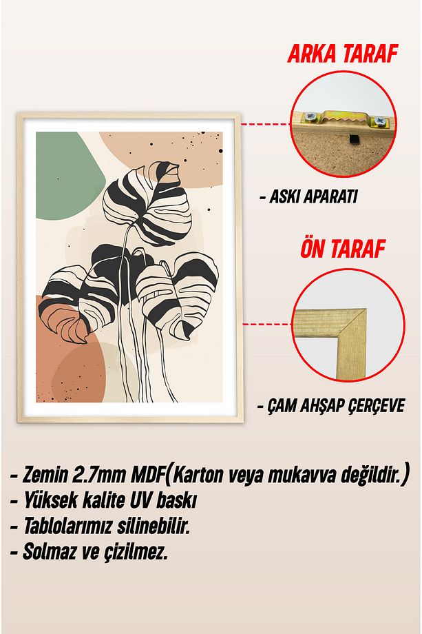 Dekorize Mdf Tablo Seti 3 Parça 3 Mm -çerçeveli Tablo Seti Salon Oturma Odası Için Duvar Dekoru 3024 - 4