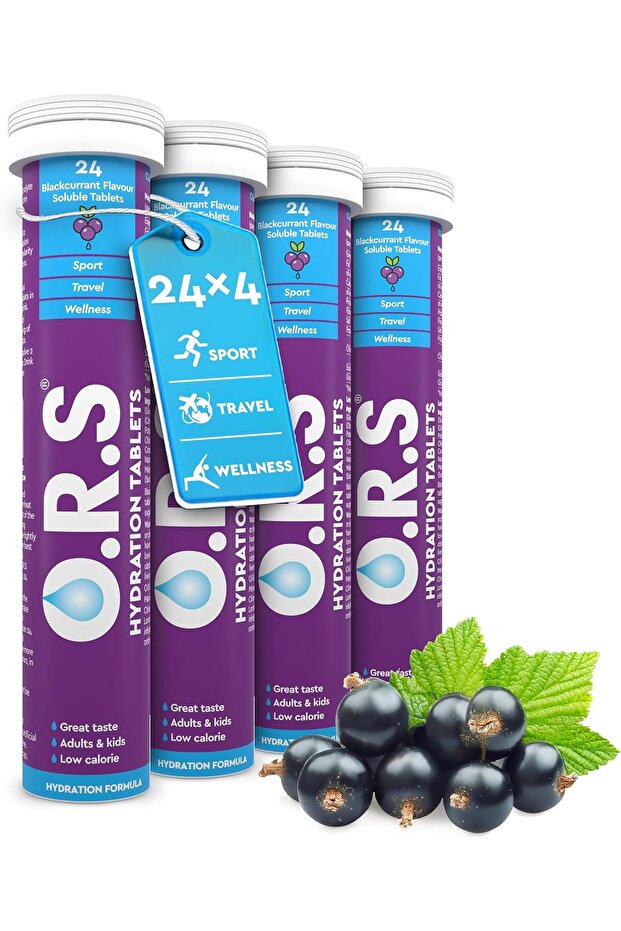 O.R.S Hydration Tablets with Electrolytes, Vegan, Gluten and Lactose Free Formula – Natural Blackc