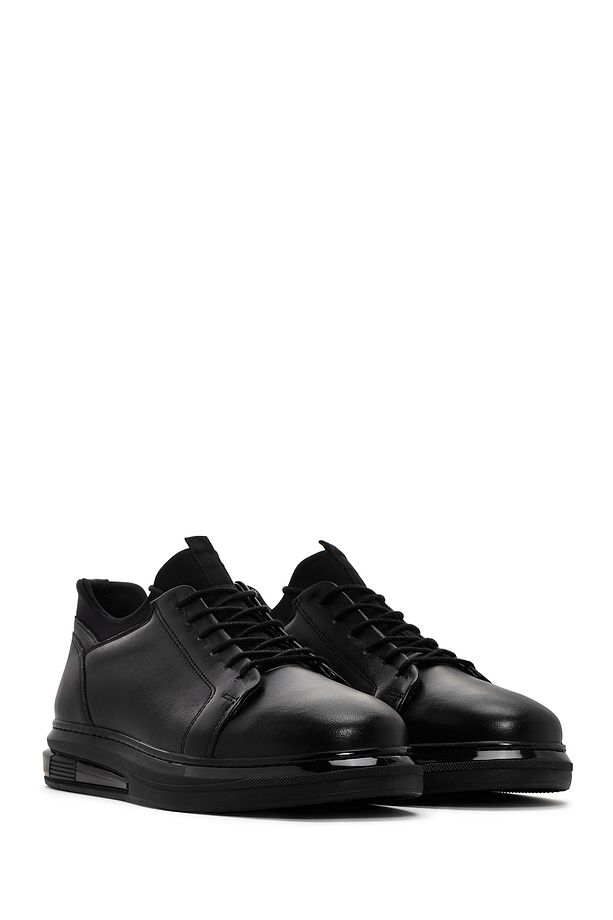 Erkek Siyah Kalın Tabanlı Bağcıklı Deri Sneaker 25SFD674518 - 3