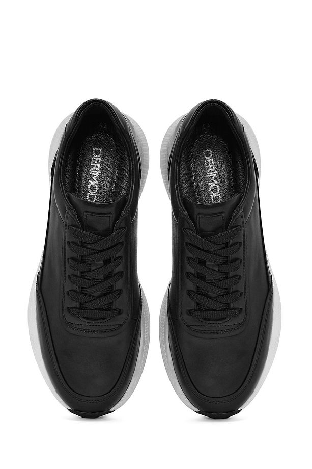 Erkek Siyah Bağcıklı Kalın Tabanlı Deri Sneaker 25SFD641518 - 7