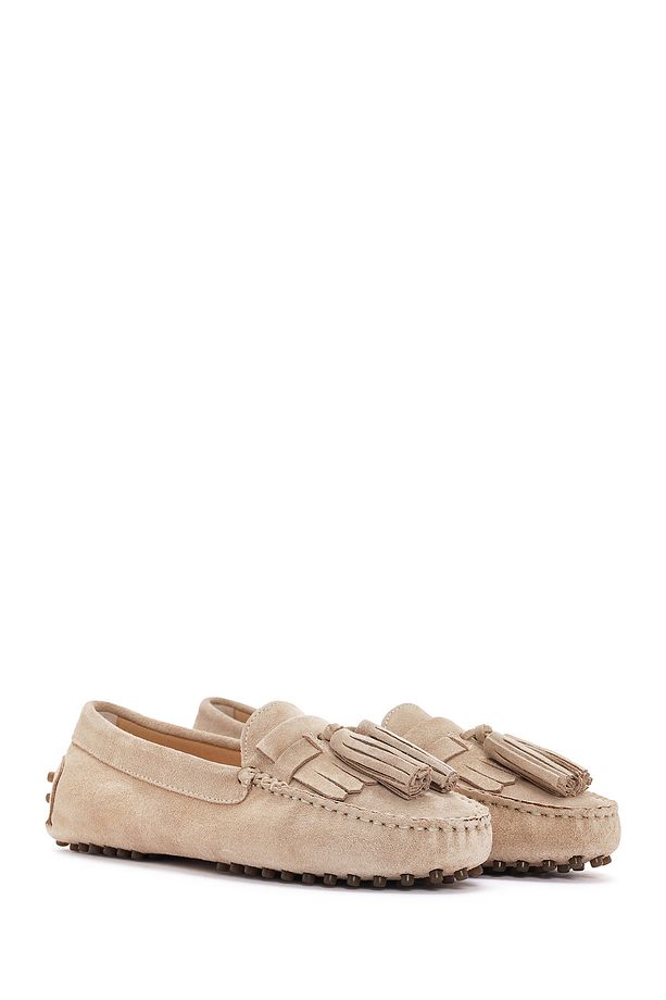 Kadın Camel Püsküllü Süet Deri Loafer 25SFD290710 - 3