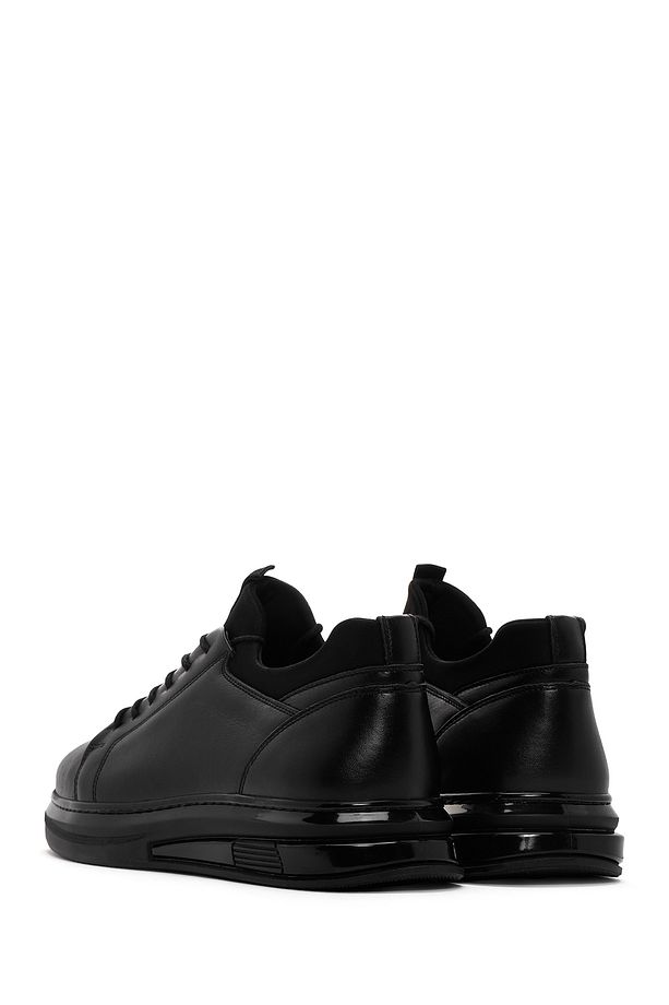 Erkek Siyah Kalın Tabanlı Bağcıklı Deri Sneaker 25SFD674518 - 5