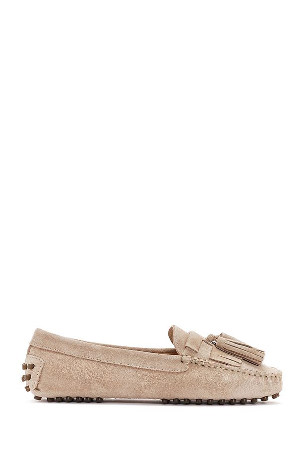 Kadın Camel Püsküllü Süet Deri Loafer 25SFD290710 - 1