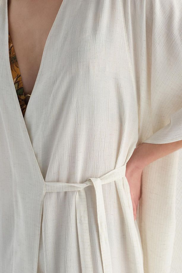 Ekru Uzun Kimono - 5