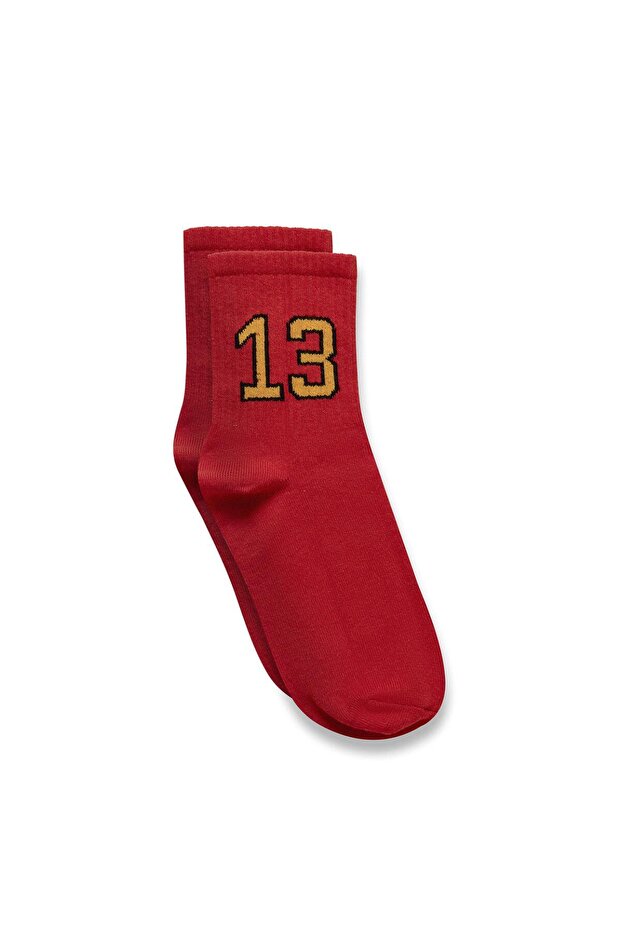 Baskılı Socket Çorap Kırmızı - 1