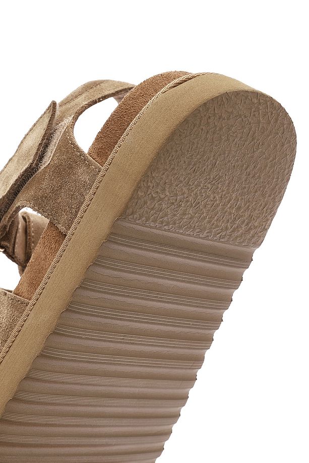 Kadın Taba Kalın Tabanlı Süet Deri Sandalet 25SFD405310 - 8