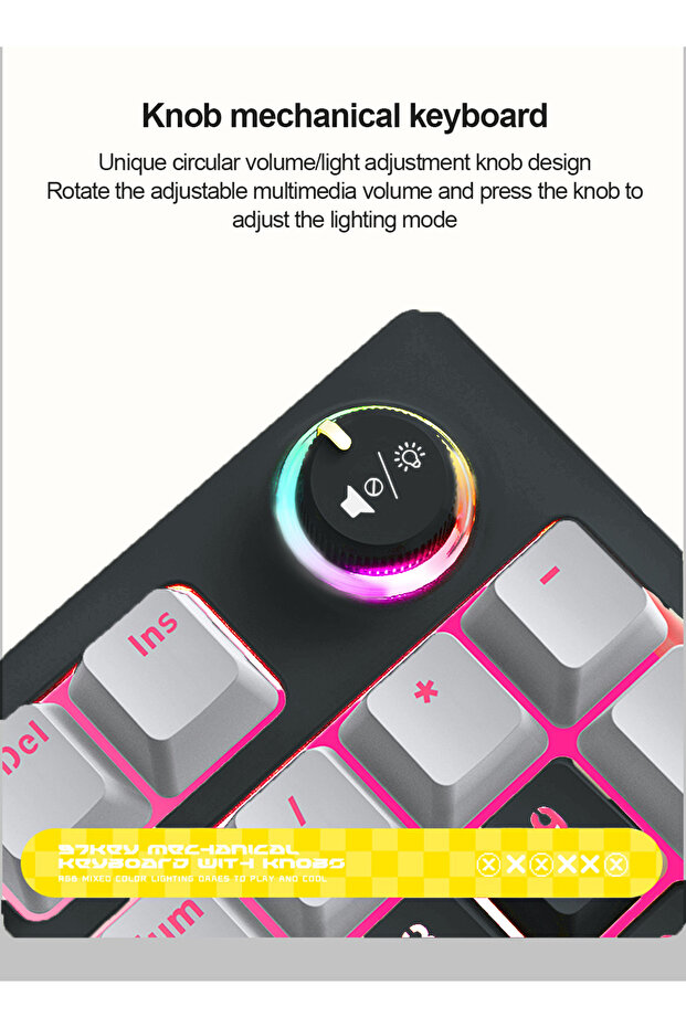 T50 Wired Gaming Keyboard, 97 Keys Blue Switch Mechanical Keyboard with Rgb Backlit and Multimedia - 2