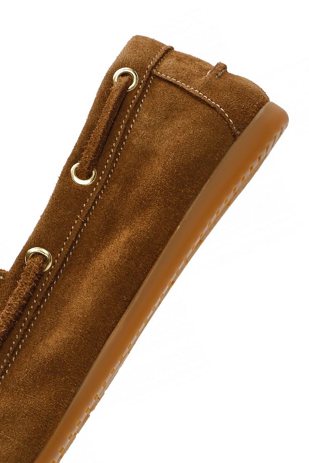 Kadın Vizon Bağcıklı Süet Deri Loafer 25SFD420210 - 8