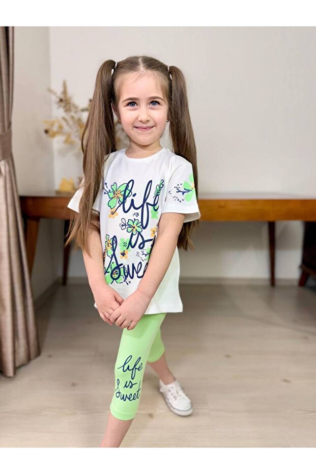 Life Flower Printed Capri Girl's Suit